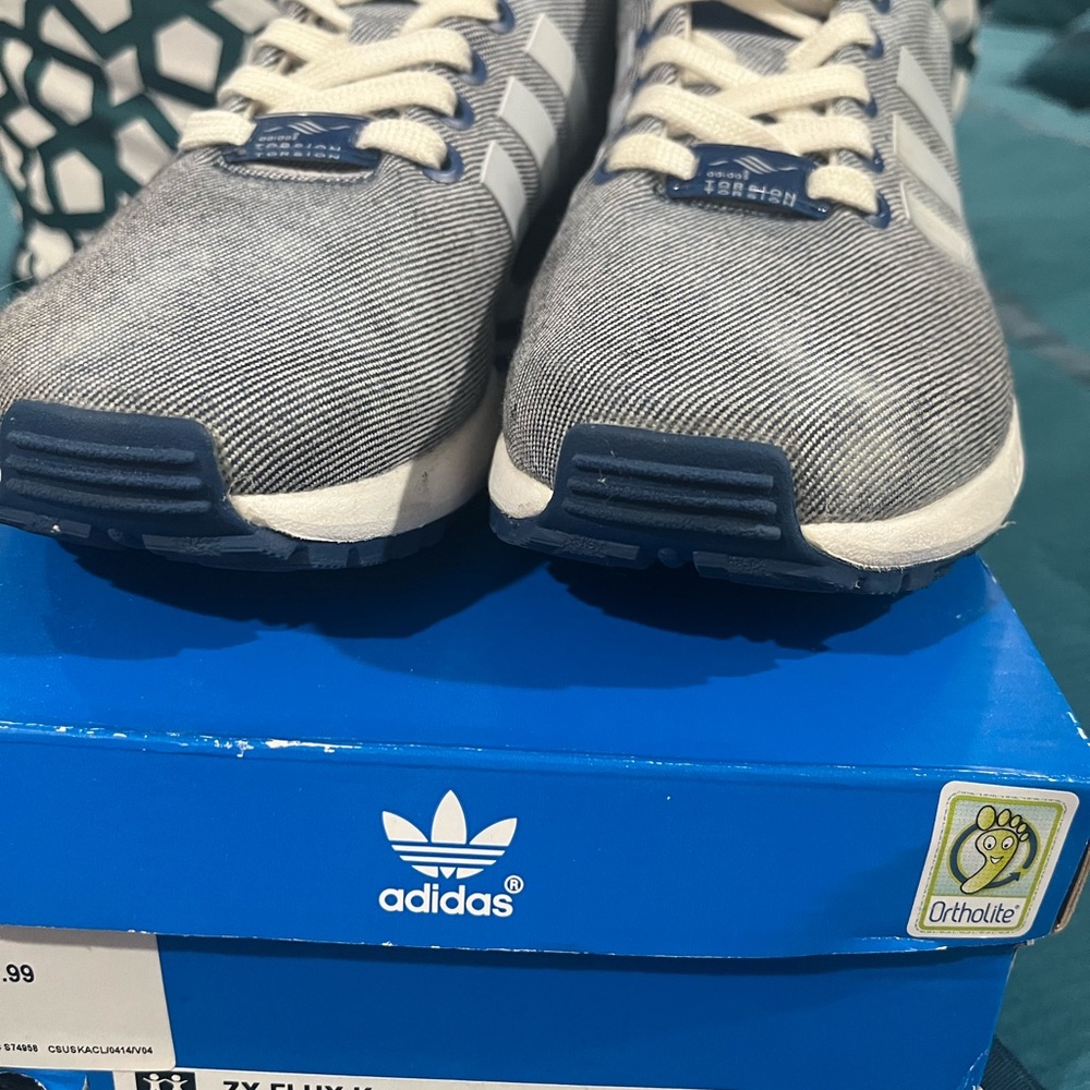Adidas ZX Flux K Navy and White Sneakers